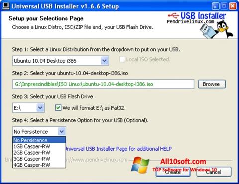 Skärmdump Universal USB Installer för Windows 10
