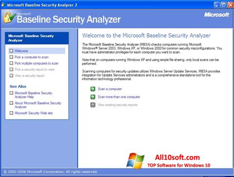 Skärmdump Microsoft Baseline Security Analyzer för Windows 10