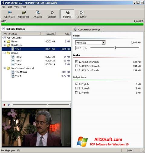 Skärmdump DVD Shrink för Windows 10