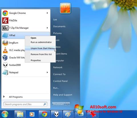 Skärmdump ViStart för Windows 10