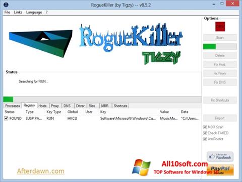 Skärmdump RogueKiller för Windows 10
