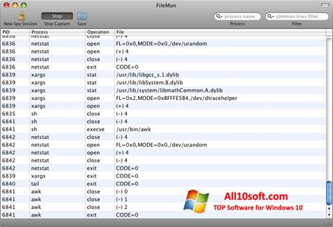 Skärmdump FileMon för Windows 10