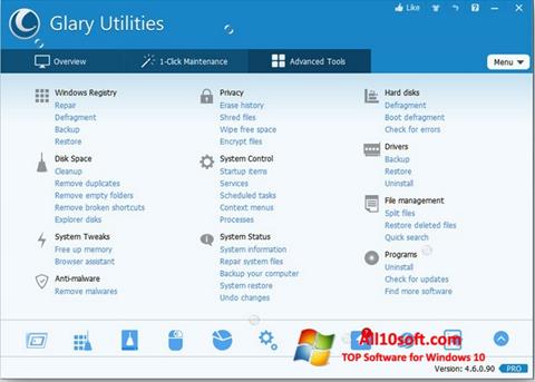 Skärmdump Glary Utilities Pro för Windows 10