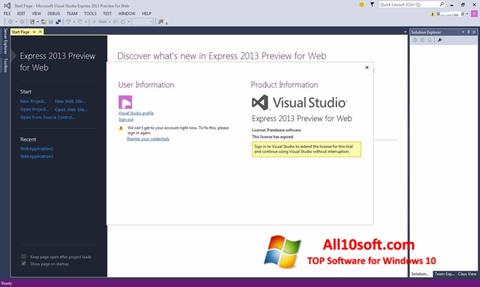 Skärmdump Microsoft Visual Studio för Windows 10