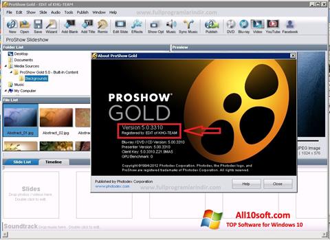 Skärmdump ProShow Gold för Windows 10