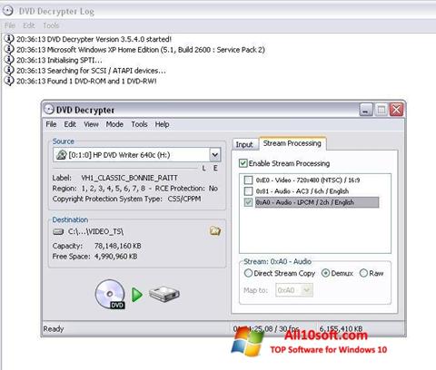 Skärmdump DVD Decrypter för Windows 10