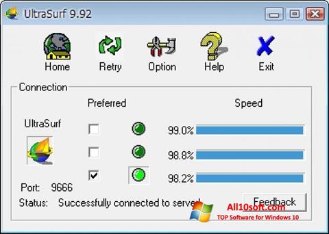 Skärmdump UltraSurf för Windows 10