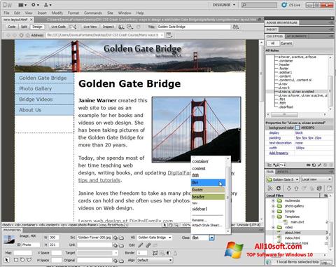 Skärmdump Adobe Dreamweaver för Windows 10