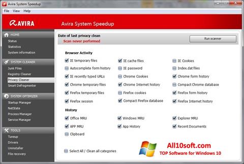 Skärmdump Avira System Speedup för Windows 10