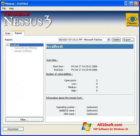 Skärmdump Nessus för Windows 10