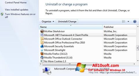 Skärmdump Microsoft .NET Framework för Windows 10
