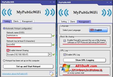 Skärmdump MyPublicWiFi för Windows 10