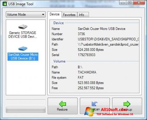 Skärmdump USB Image Tool för Windows 10
