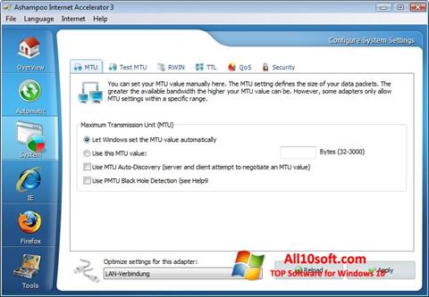 Skärmdump Ashampoo Internet Accelerator för Windows 10