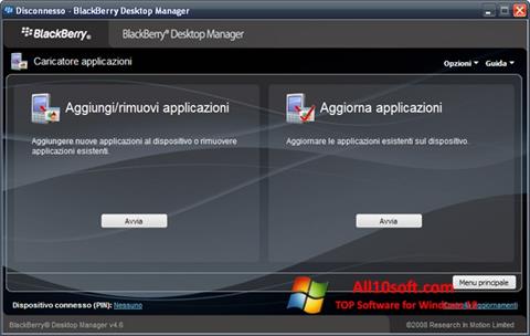 Skärmdump BlackBerry Desktop Manager för Windows 10