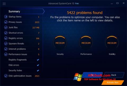 Skärmdump Advanced SystemCare Free för Windows 10