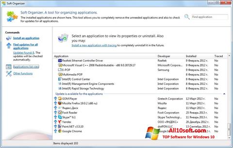 Skärmdump Soft Organizer för Windows 10