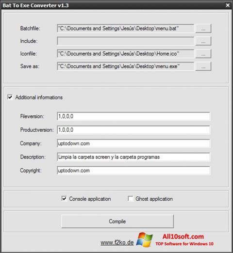 Skärmdump Bat To Exe Converter för Windows 10