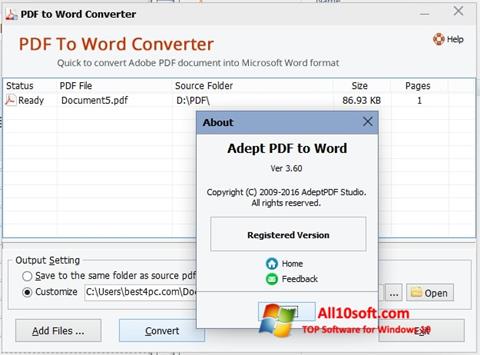 Skärmdump PDF to Word Converter för Windows 10