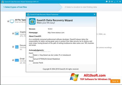 Skärmdump EaseUS Data Recovery Wizard för Windows 10