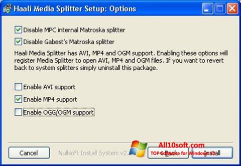 Skärmdump Haali Media Splitter för Windows 10