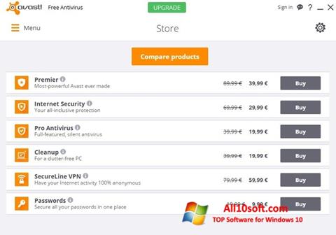 Skärmdump Avast Free Antivirus för Windows 10