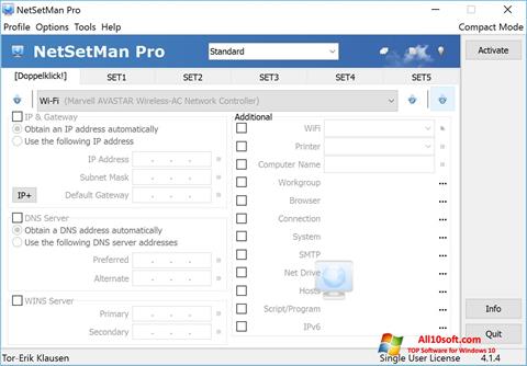 Skärmdump NetSetMan för Windows 10