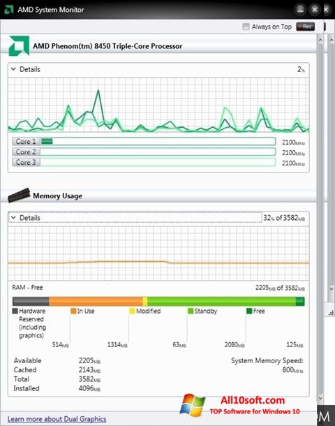Skärmdump AMD System Monitor för Windows 10