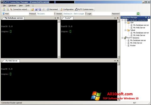 Skärmdump PuTTY Connection Manager för Windows 10