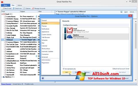 Skärmdump Gmail Notifier för Windows 10