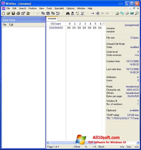 Skärmdump WinHex för Windows 10