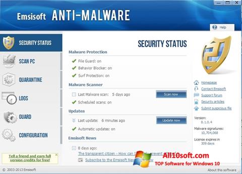 Skärmdump Emsisoft Anti-Malware för Windows 10