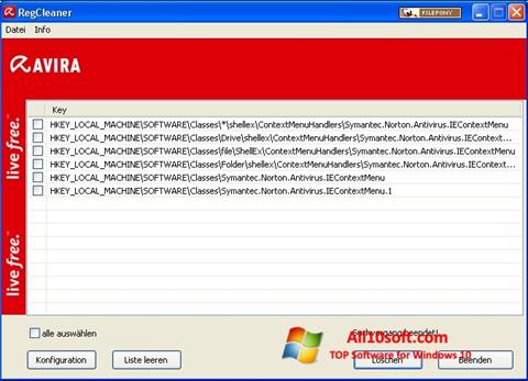 Skärmdump Avira Registry Cleaner för Windows 10