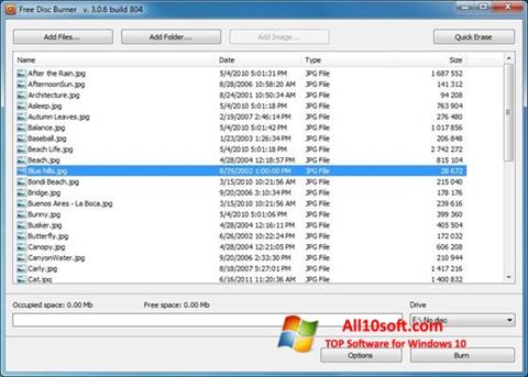 Skärmdump Free Disc Burner för Windows 10