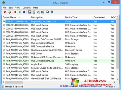 Skärmdump USBDeview för Windows 10