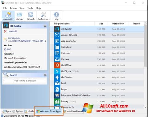 Skärmdump Uninstall Tool för Windows 10