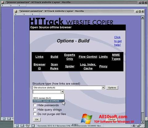 Skärmdump HTTrack Website Copier för Windows 10
