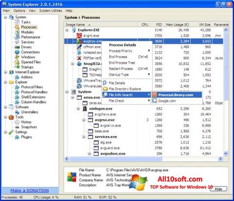 Skärmdump System Explorer för Windows 10