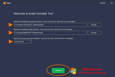 Skärmdump Avast Uninstall Utility för Windows 10