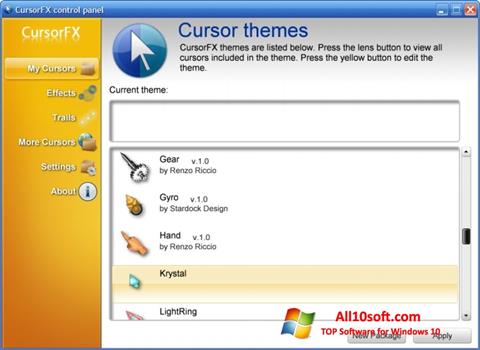 Skärmdump CursorFX för Windows 10