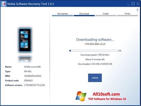Skärmdump Nokia Software Recovery Tool för Windows 10