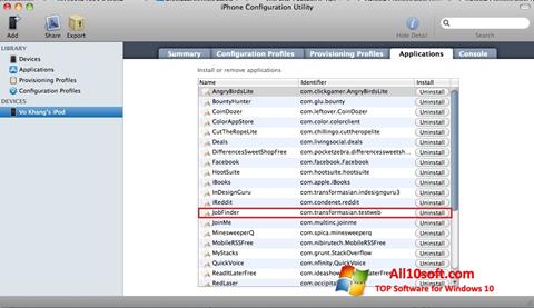Skärmdump iPhone Configuration Utility för Windows 10