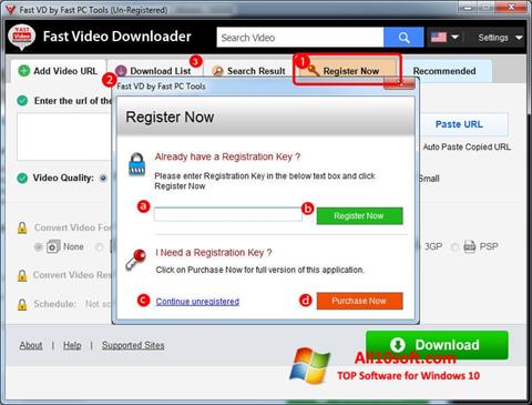 Skärmdump Fast Video Downloader för Windows 10