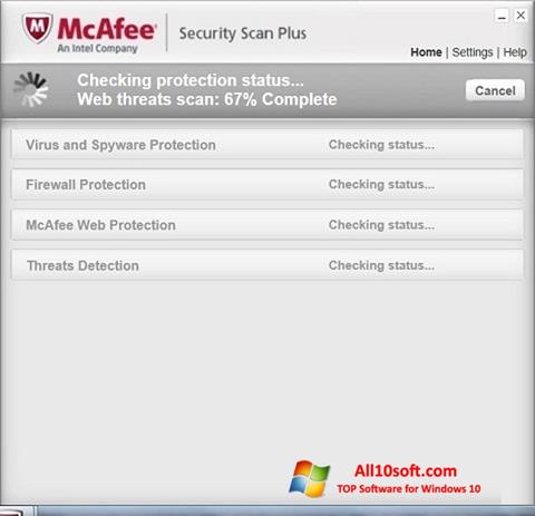 Skärmdump McAfee Security Scan Plus för Windows 10