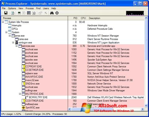 Skärmdump Process Explorer för Windows 10