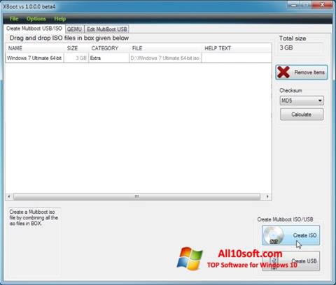 Skärmdump XBoot för Windows 10