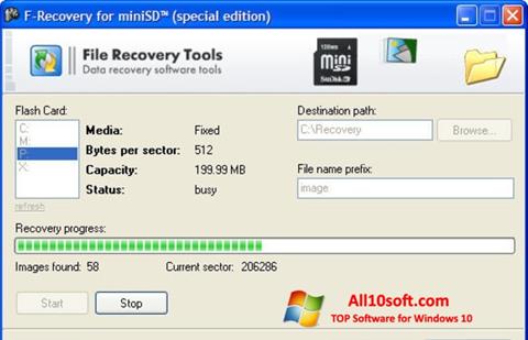 Skärmdump F-Recovery SD för Windows 10