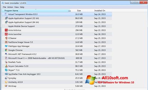 Skärmdump Geek Uninstaller för Windows 10