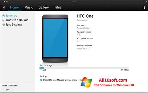Skärmdump HTC Sync för Windows 10
