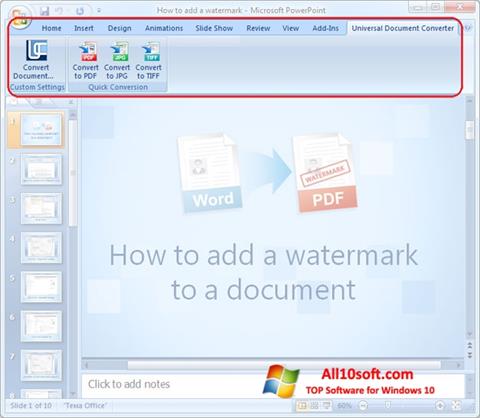 Skärmdump Microsoft PowerPoint för Windows 10